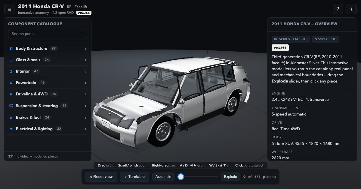 Screenshot of the Honda Car Anatomy demo