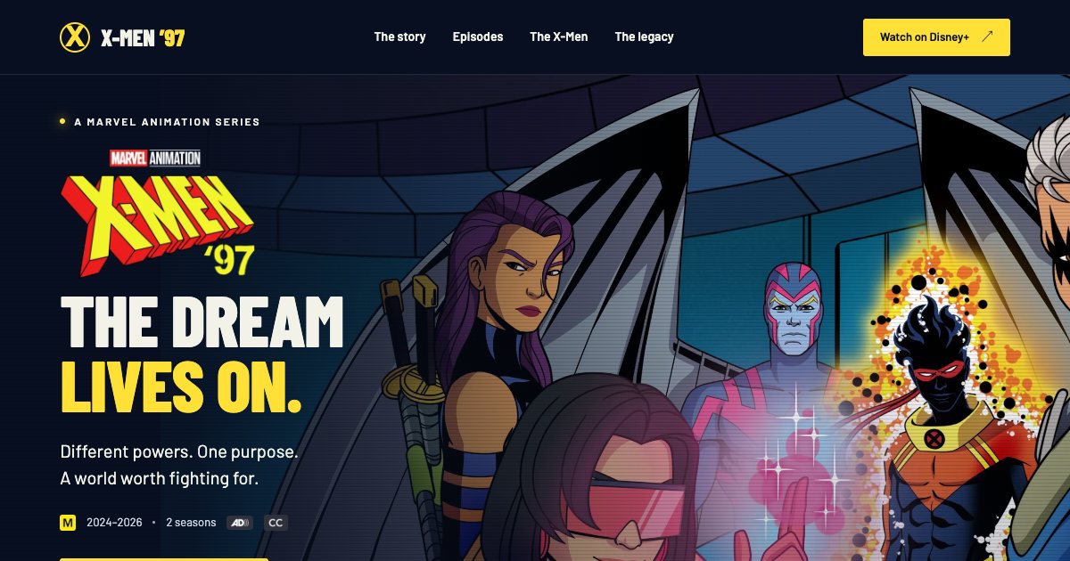 Screenshot of the X Men 97 Landing Page demo
